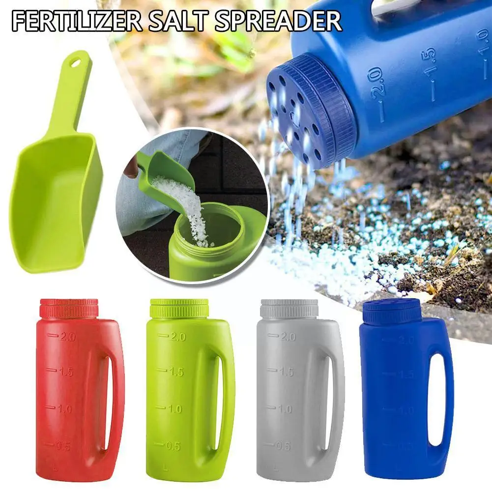 

1PCS Hand Held Adjustable Watering Pot Fertilizing Bottle Sowing Pot Salt Spreader For Snow Ice Spreader Bottle No Trowel M7X0