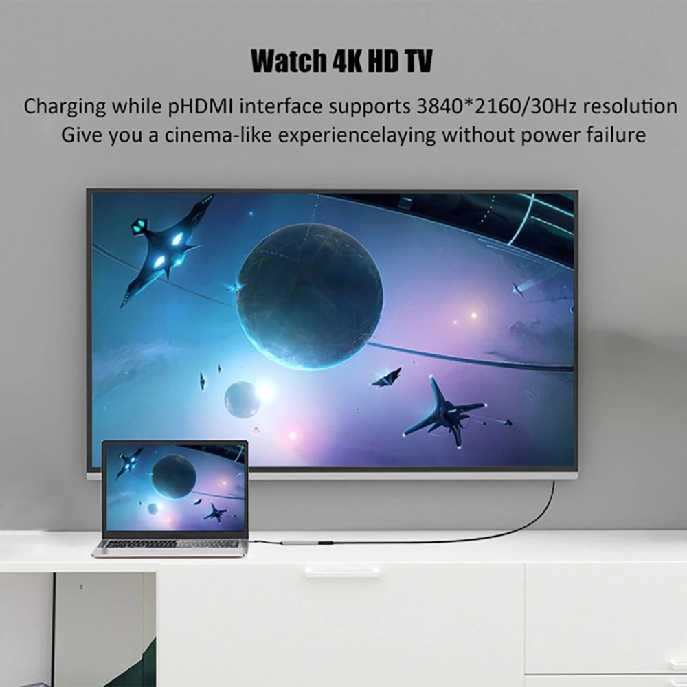 Фото Док-станции 6-в-1 USB C Концентраторы типа C к HDMI 4K HD USB 3.0 SD TF PD 87 Вт USB-разветвитель OTG-адаптер для ноутбука MacBook №2