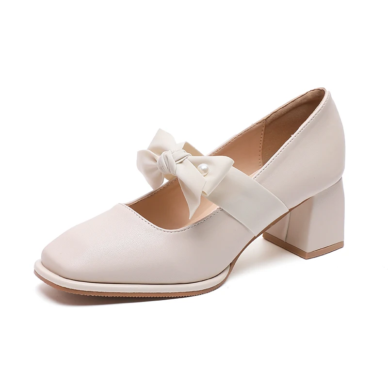 

Женские замшевые туфли на квадратном каблуке, с бантом и квадратным носком