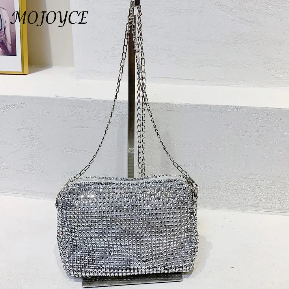 

Fashion Diamonds Shoulder Bags Women Shiny Rhinestones Chain Crossbody Handbags Elegant Female Small Purse Top-Handle Bags New