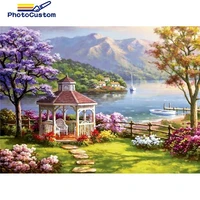 photocustom painting by number landscape drawing on canvas handpainted art gift diy pictures by number rose kits home decoration
