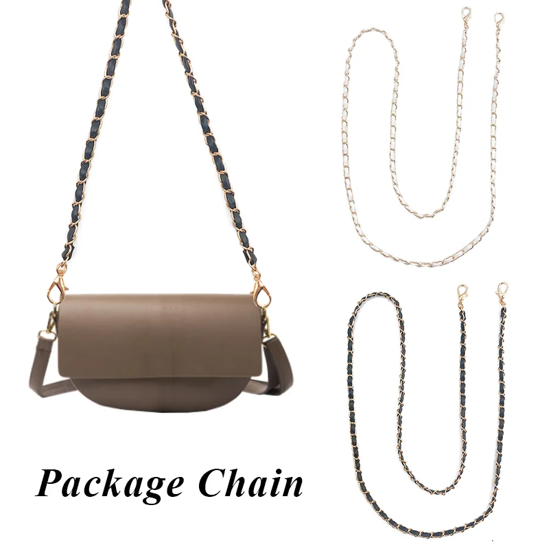 

120CM PU Leather+Metal Braided Bag Chain Shoulder Bag Strap For Women Fashion Crossbody Bag Purse Strap Band Handbag Handle