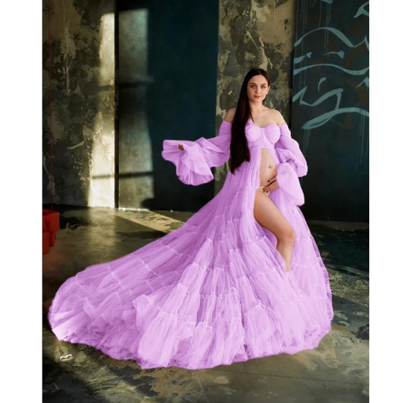 Белое тюлевое платье для беременных фотосессии детский душ فساتين حو Copyright Vestidos