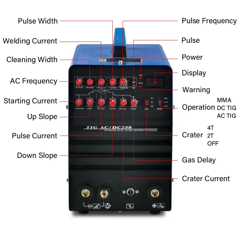 TIG250P AC DC 250 Amp Импульсный Tig DC/Stick/Arc Сварочный аппарат TIG 220 В