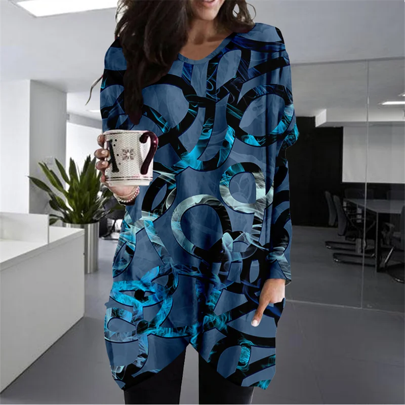 

Spring Autumn Women Long Sleeve T-shirt Blouse Tracksuit Casual Clothes Print Comfortable Simple Style