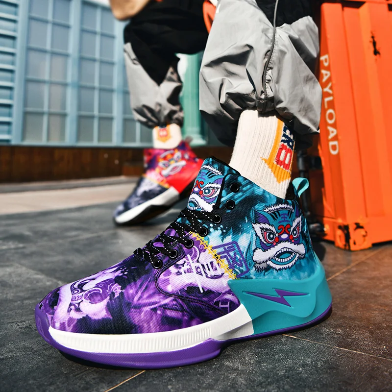 QQ-M983 2023 New Mens Basketball Sneakers Non-Slip Training Sports Shoes Wearable ForMotion Basketball Shoes for Kids