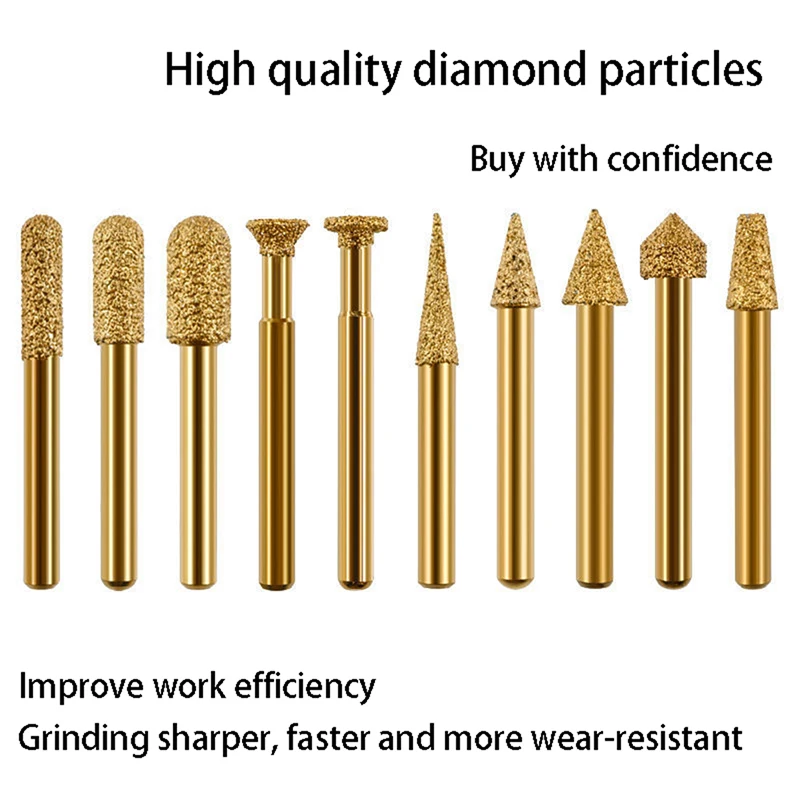 

1Pc Concrete Ceramic Material Carving Grinding 6/8/10mm Vacuum Brazing Diamond Grinding Head Cast Iron Polishing Carving Tool