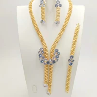 ethiopian dubai 24k luxury gold jewelry set necklace necklace earrings ring for womens party wedding indian african jewelry