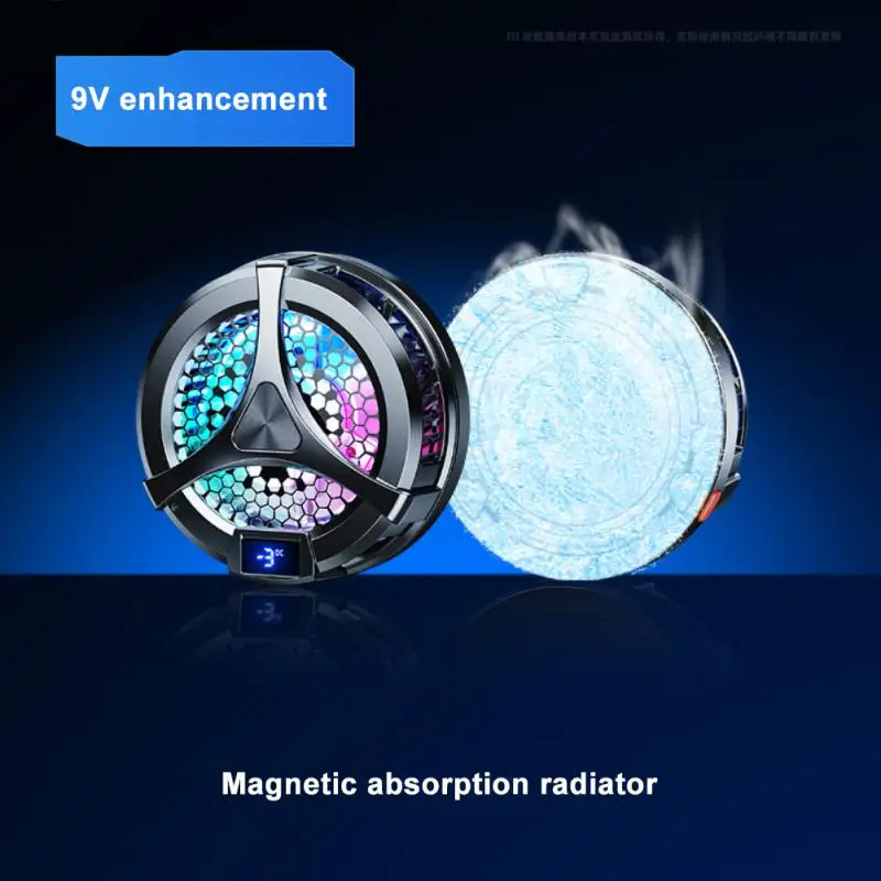 

Universal Cooling Fan With Digital Display Cooler Heat Sink Magnetic Aluminum Phone Cooling Fan Radiator Phone Accessories Rgb