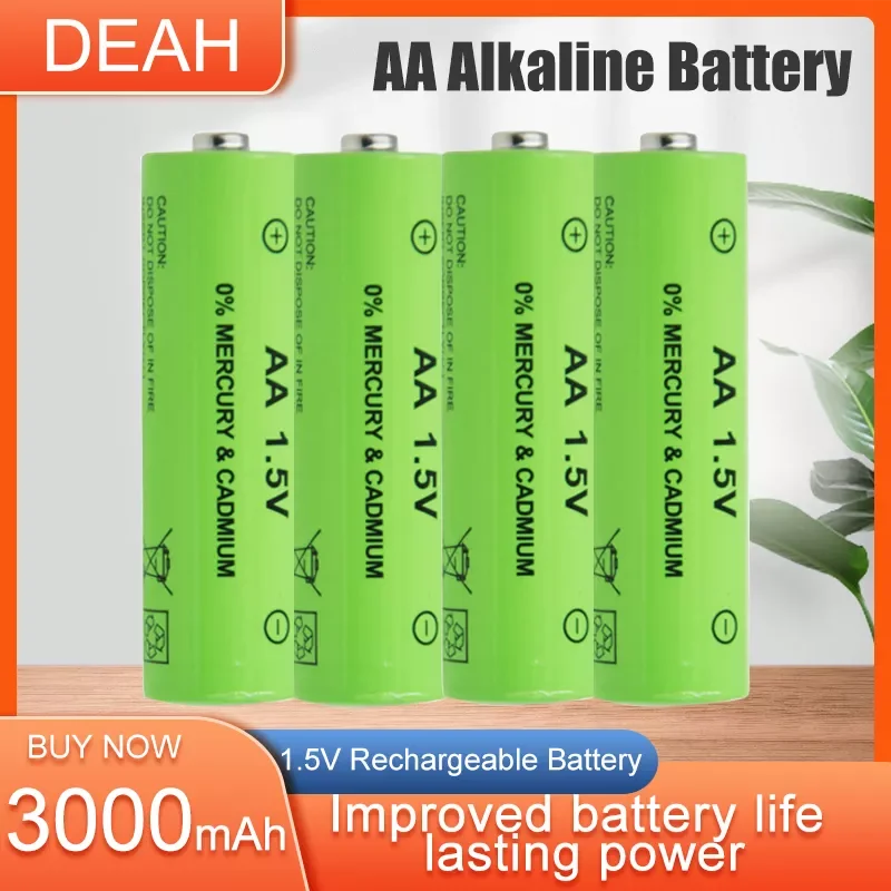 

NEW2023 1-2PCS 1.5V 3000mAh AA Rechargeable Alkaline Batteries For Electric Toy Mouse Microphone Flashlight Small Fan Camera Clo