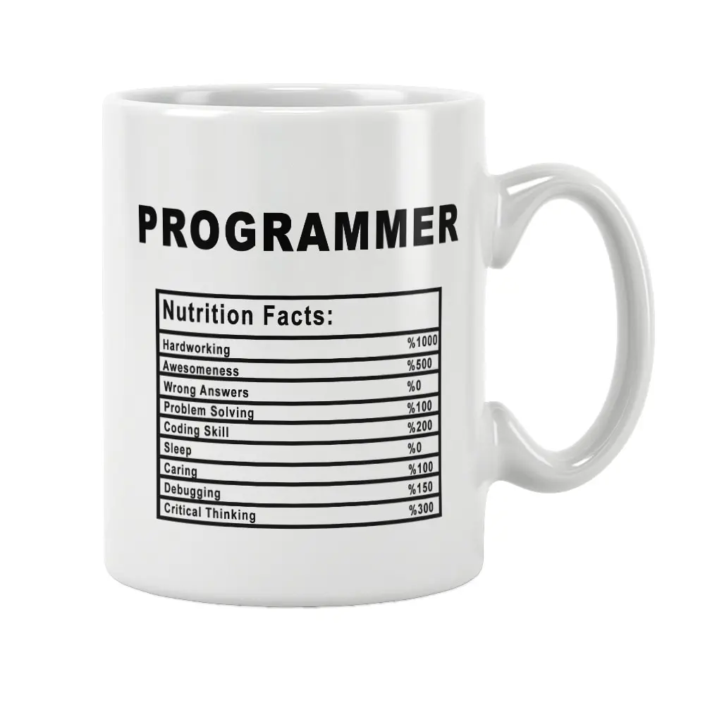 

Programmer Nutrition Facts Mug Coffee Cup White Ceramic Web Developer Coder New Year Anniversary Cute Funny Birthday Gift Ideas