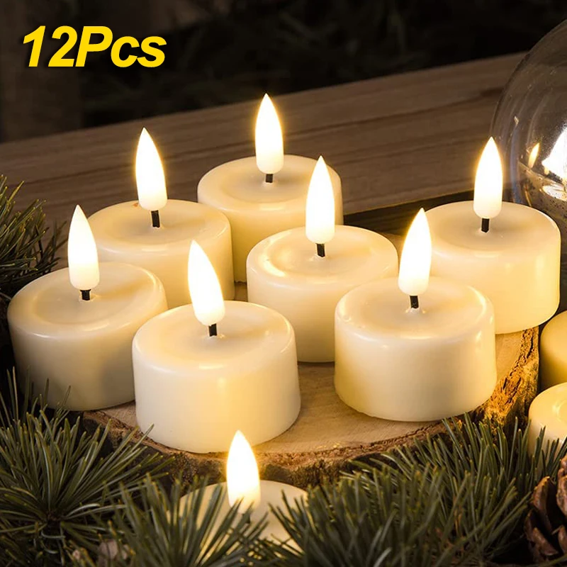 

6/12pcs Flashing LED Candles Light Battery Powered Flickering Tea Light Flameless Fake Candles Birthday Wedding Party Decoration