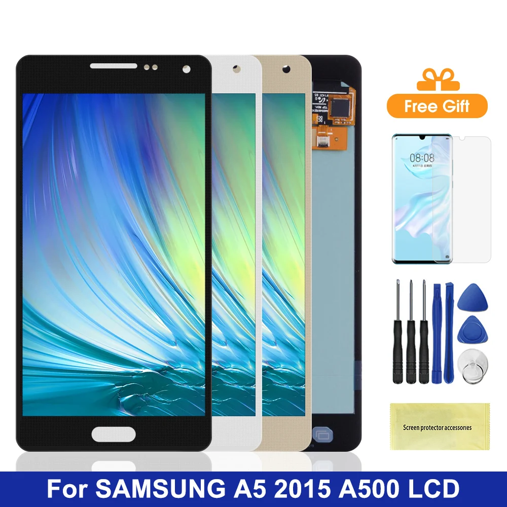 ЖК-дисплей Super Amoled A500 для SAMSUNG Galaxy A5 2015 A500FU A500F A500M сенсорный экран дигитайзер