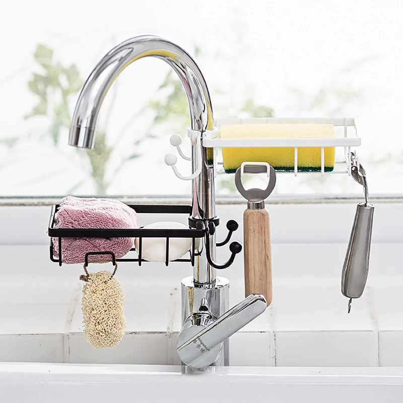

Kitchen Items with Hook Sink Drain Rack Sponge Storage Faucet Holder Soap Drainer Shelf Basket Organizer Bathroom Accessories