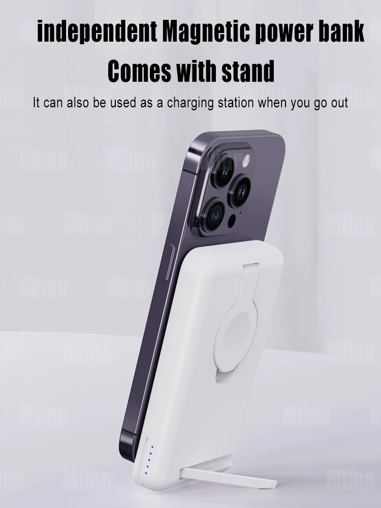 MacSafe 3 in 1 Magnetic Power Bank Wireless Charging Station 5000mAh External Auxiliary Battery For iPhone 14 13 12 Apple Watch