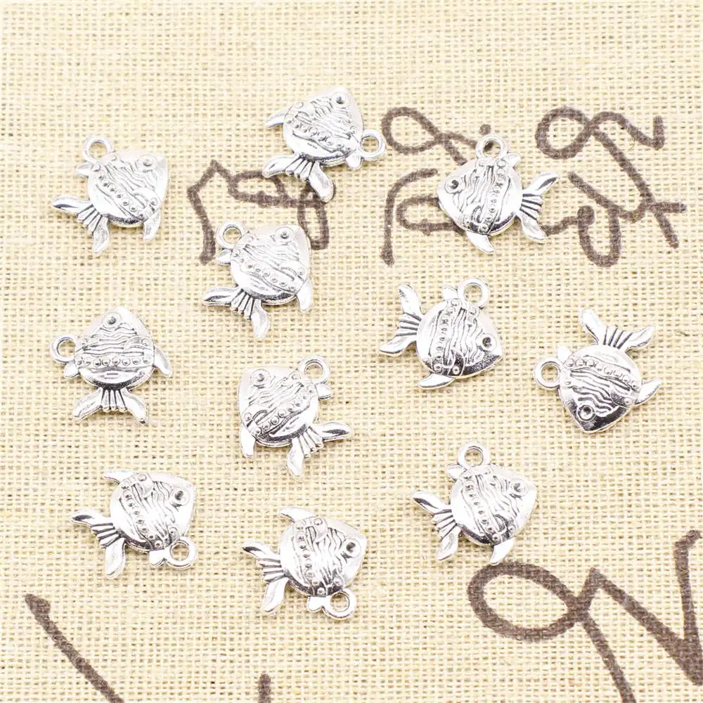 

Fish Diy Charms Pendant For Jewelri Hobbies And Crafts Materials 15X15mm Antique Silver Color 20 Pieces