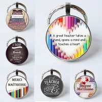 teachers day gift dome glass keychain european and american glass pendant keychain teacher gift