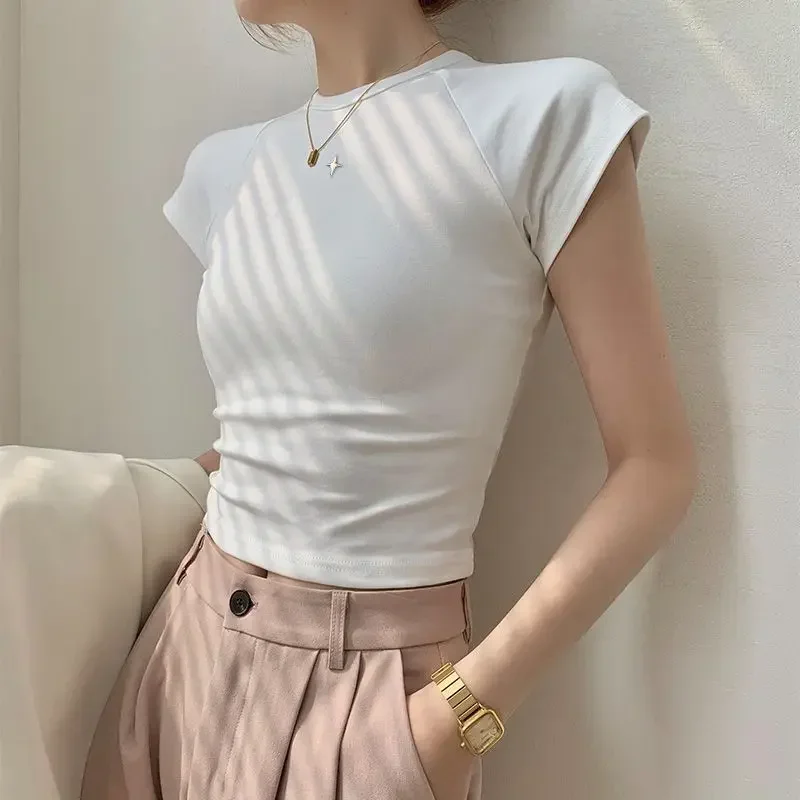 FGBVC 2023 летняя дышащая футболка из чистого хлопка с круглым вырезом и короткими