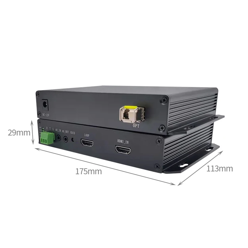 HDMI Loop Out Fiber Optic Extender Uncompressed Digital HD Support 1920*1200@60Hz Video Transceiver RS232 Interface Single Mode