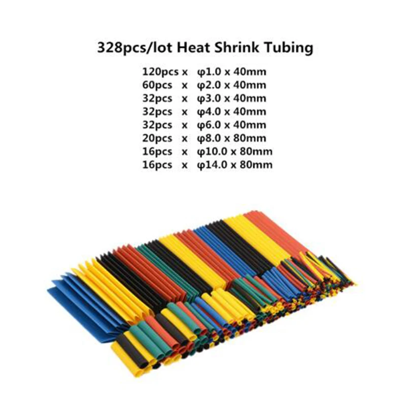 

328pcs/set Heat Shrink Tubing Waterproof Assortment Electronic Tube Wrap Sleeve Set Wire Cable Heat Shrink Tube 8 Size 5 color