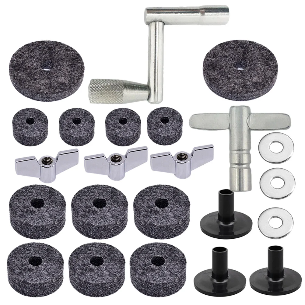 

1 Set of Cymbal Drum Replacement Pads Antiskid Cymbal Stand Felts Pads Tubes Washers Nuts Drum Key