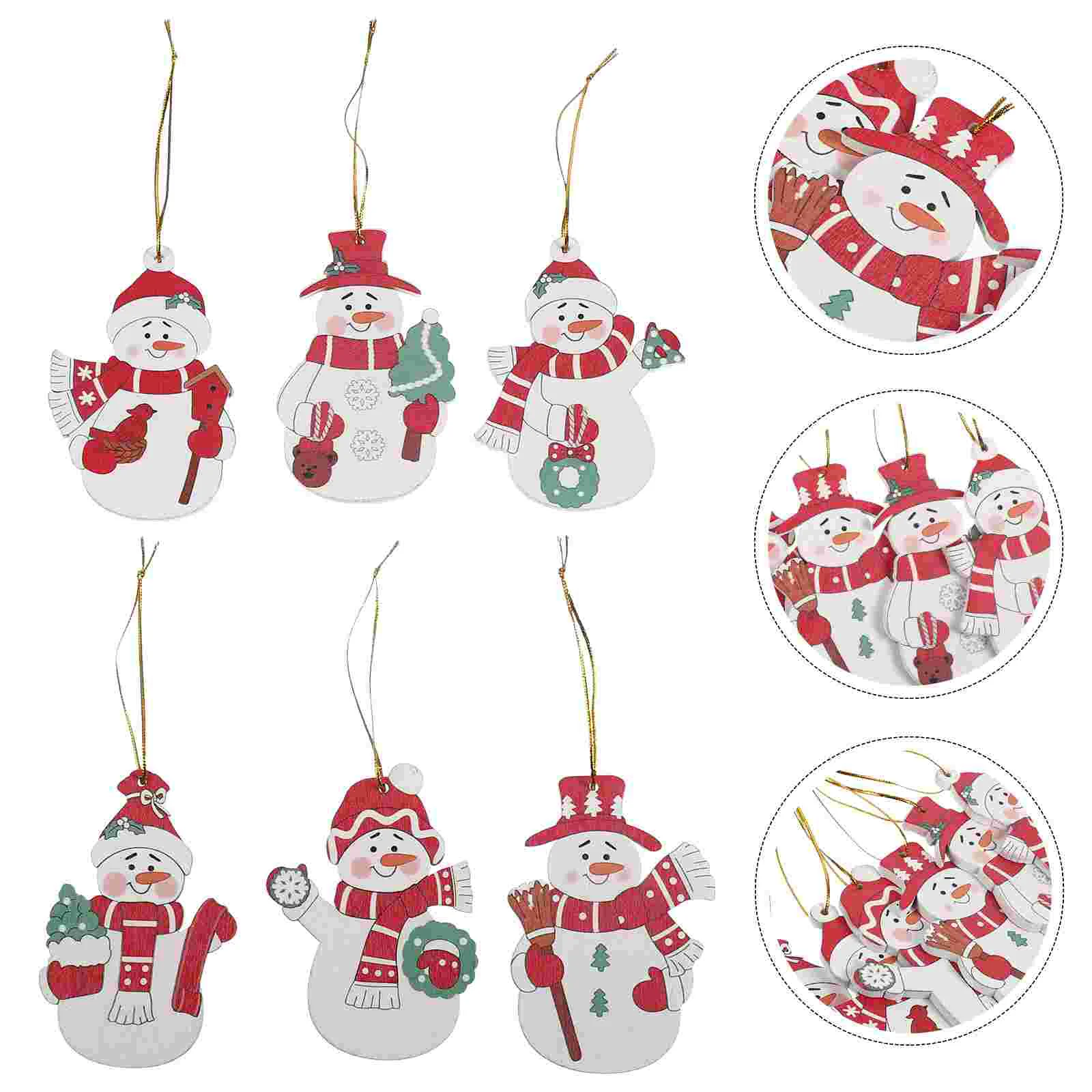 

6 Pcs Christmas Tree Decorations Ornaments Pendants Hanging Decors Wood Xmas Party Props