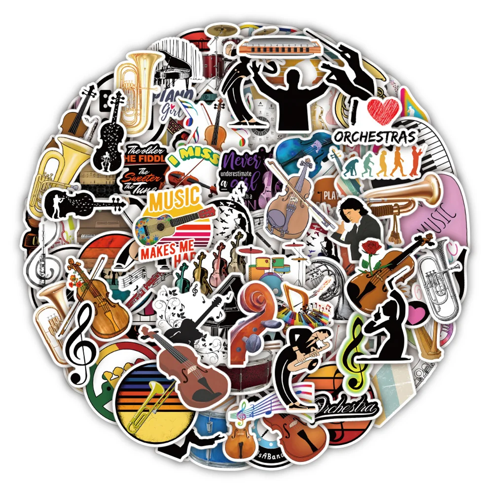 

10/30/50PCS New Music Orchestral Singer Graffiti Waterproof Sticker Personalized Decoration Hand Account Toy Water Cup Wholesale