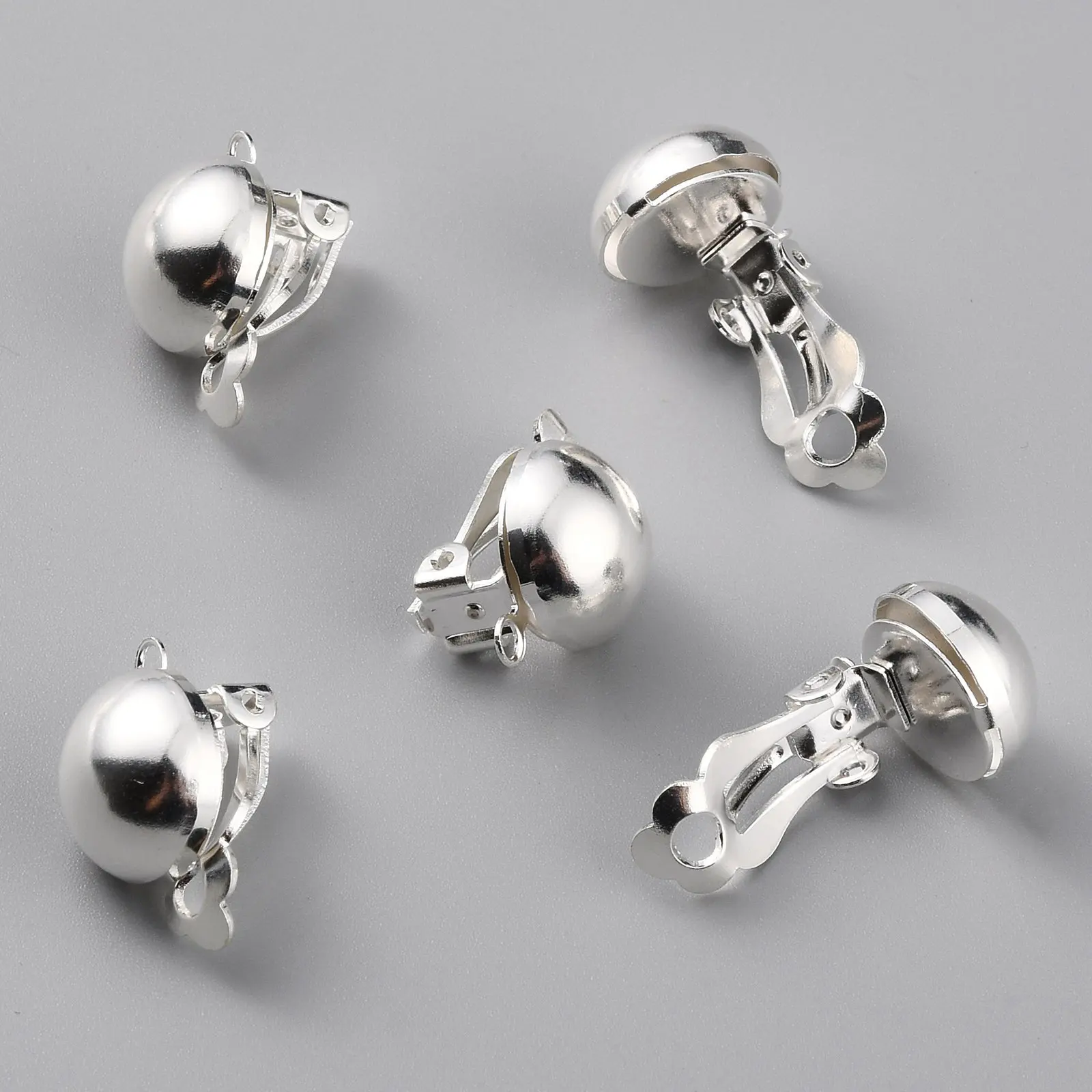 

100pcs Brass Clip-on Earring Converter Component with Easy Open Loop Earring Findings Pad Base for Non-Pierced Ears