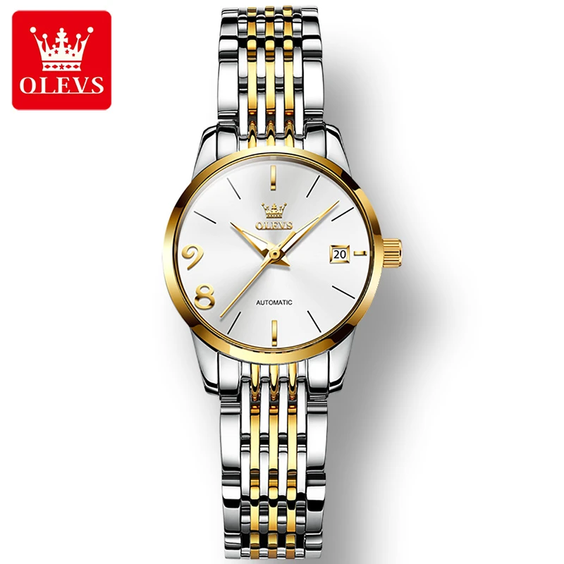OLEVS 6632 модные механические часы подарок ремешок для часов из нержавеющей стали