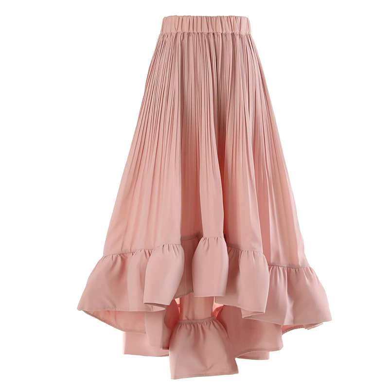 

POOEBE HZ Edible Tree Fungus Sweet Patchwork Skirt Girl Fshion Irregular Elastic Waist Workwear A Line Casual Half-body Skirt
