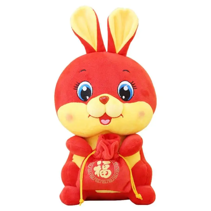 

Китайский Мягкий Кролик, кукла, кролик, талисман с сумкой на удачу, 2023 Лунный Новый год, товары для вечеринок, Декор для дома, подарок на весен...
