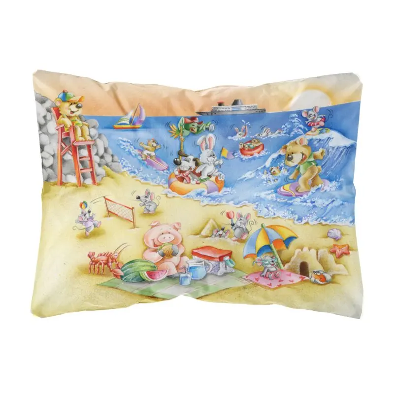 

Treasures APH6822PW1216 Animals Swimming at the Beach Fabric Decorative Pillow , 12H x16W, multicolor