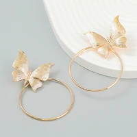 2022 new fashion gold butterfly hoop earrings girls personality exaggerated irregular metal earrings jewelry