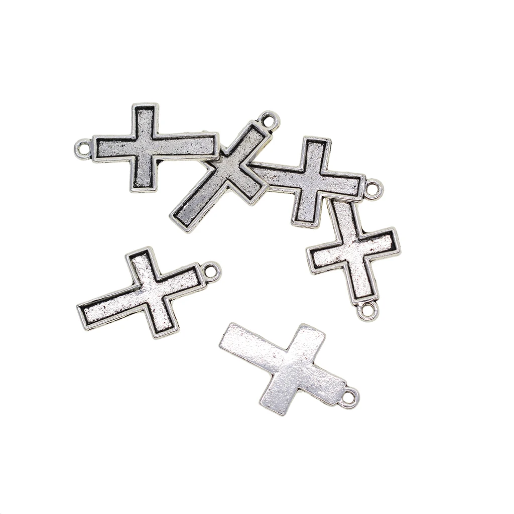

50 pcs Small Blank cross Bezel Tray Base Cabochon Pendant Tibetan Silver DIY necklace pendant GLUE Nail project