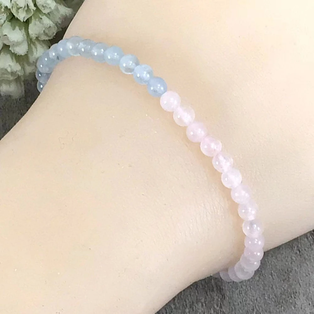 Ruberthen 4 мм натуральный розовый кварц Аквамариновый бисерный браслет женский