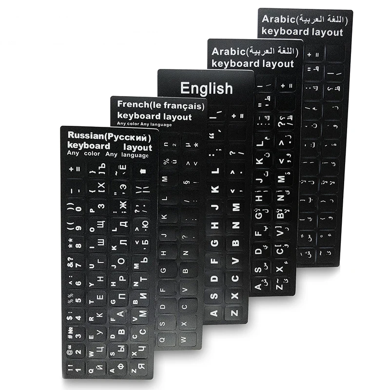 

Russian French English Arabic Spanish Portuguese Hebrew Keyboard Stickers Letter Alphabet Layout Sticker For Laptop Desktop PC