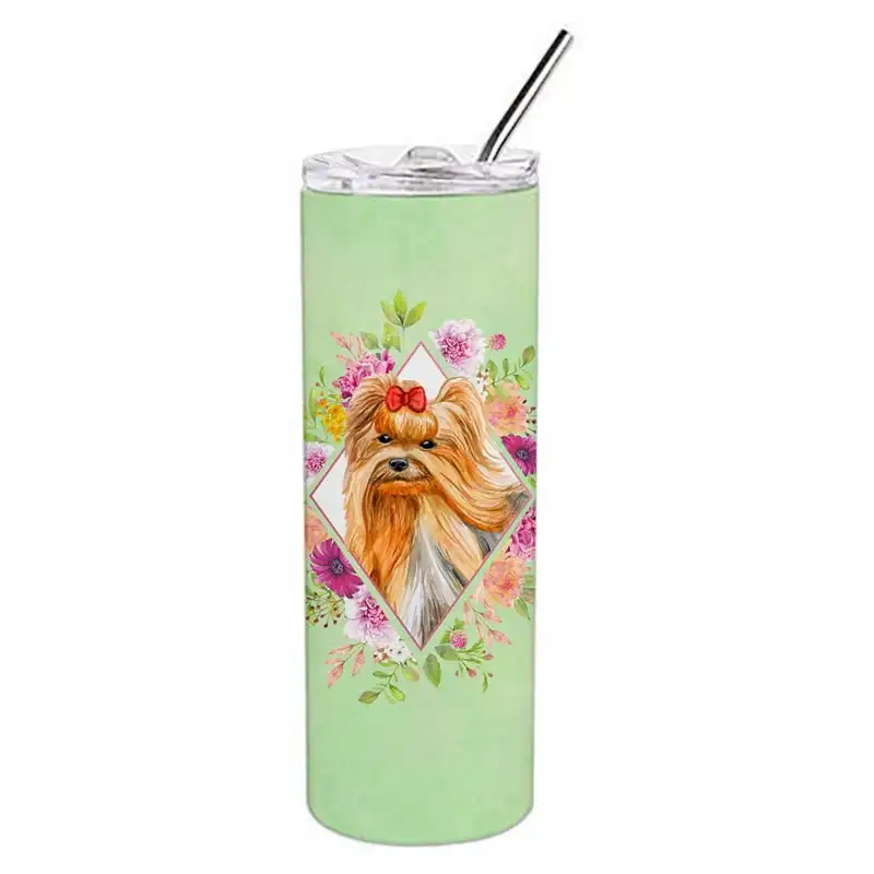 

Treasures CK4355TBL20 Yorkshire Terrier 2 Green Flowers Stainless Steel 20 oz Skinny Tumbler, 20 oz,