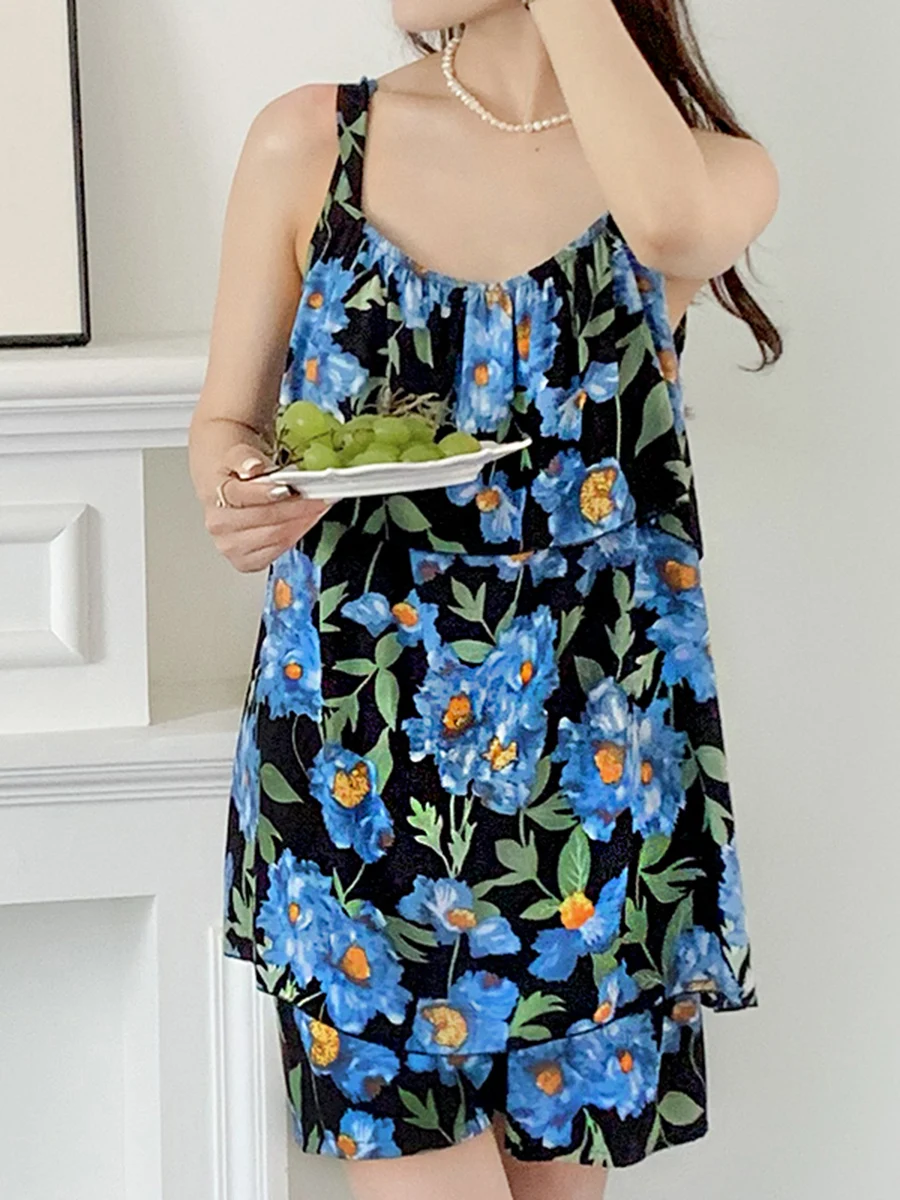 Пижамы из искусственного хлопка женские летние покрытия сосков свободные