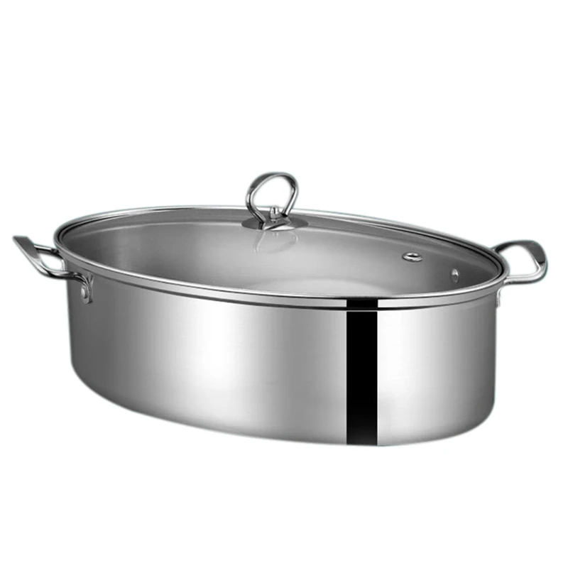 

Steamer Household Oval Fish Steamer With Steaming Grid Pot Soup Pot Pasta Pot