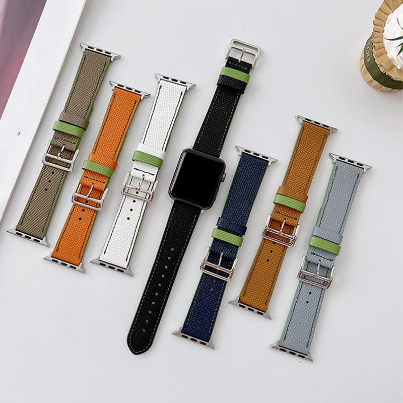 

Leather strap For Apple watch band 44mm 45mm 41mm 40mm 42mm 38mm Accessorie watchband correa bracelet iWatch series 3 4 5 6 SE 7