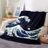 ocean waves 3d print flannel blanket cartoon fleece blanket soft nap sofa office travel picnic plane blanket