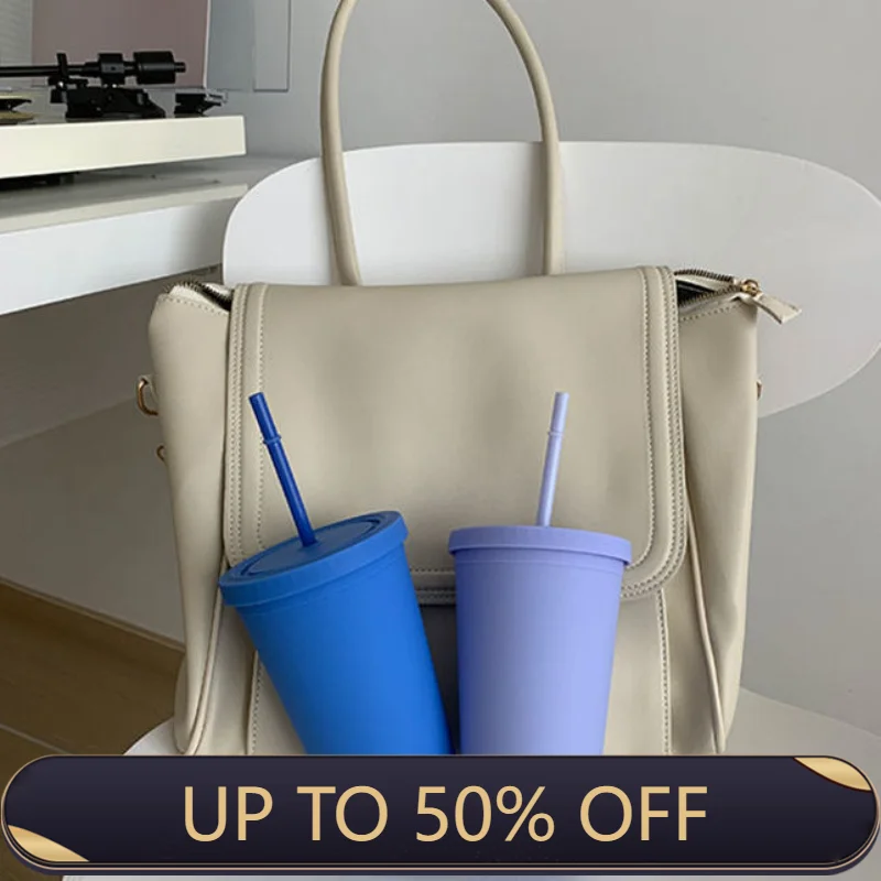 

Ins The Same Makaron Color Series Cute Summer Solid Color Large Capacity Straw Cup Water Cup with Straw Handy Cup