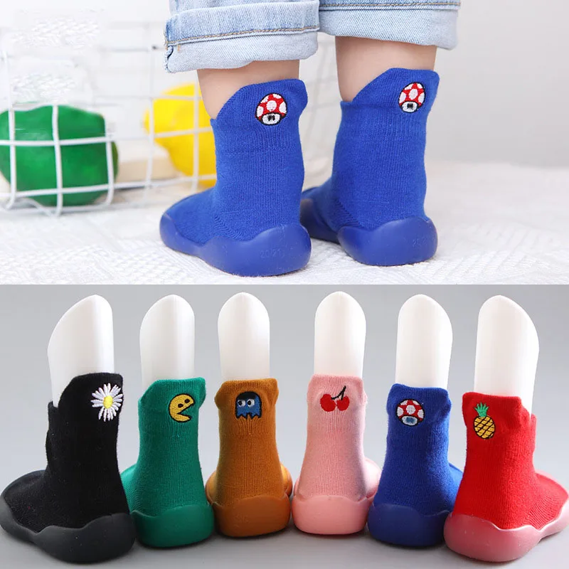 

Baby Boys Girls Toddlers Non-Skid Indoor Kids Floor Slipper Solid Casual Children Breathable Cotton Knitted Shoes Ideal Gift