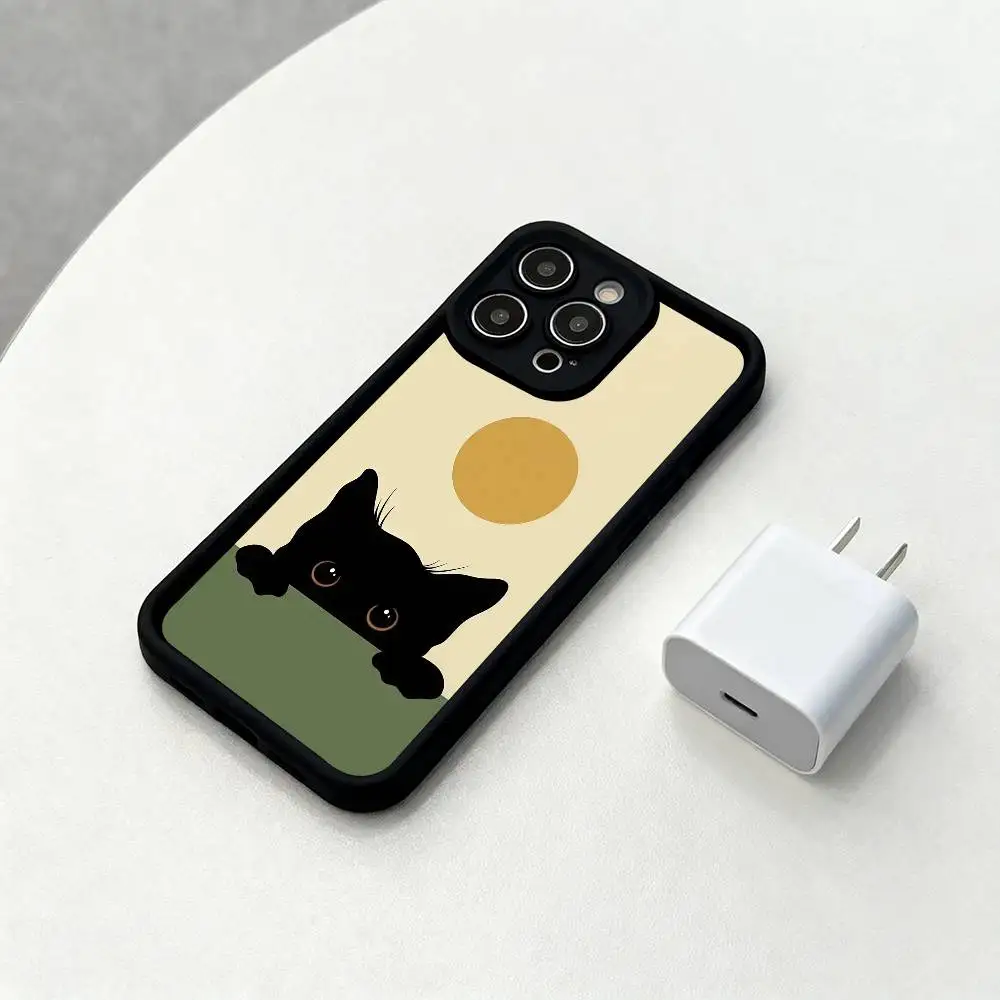 Фото Чехол для телефона Black Cat Outcrop Черный матовый чехол для iPhone 16, 15, 14, 13, 12, 11 Pro Max, чехлы на заднюю крышку №3