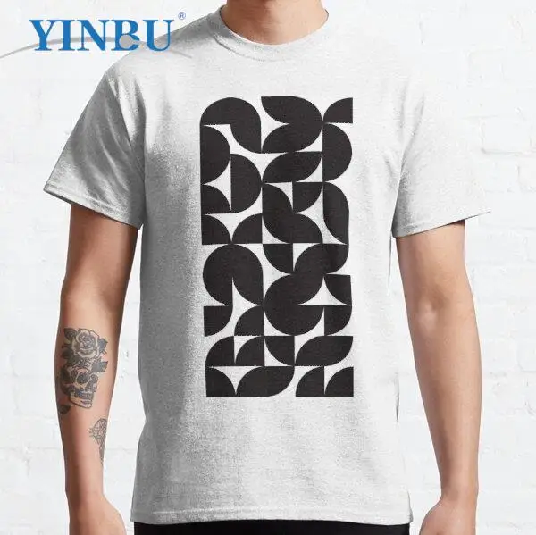 

Футболка мужская с круглым, но квадратным принтом, черная и белая