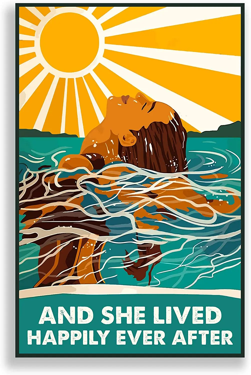 

Eeypy and She жила счастливо после плавания девушка любит плавание настенное искусство летнее время домашний Декор металлическая пластина табли...