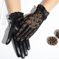 breathable lace full finger gloves leather sexy dressy gloves sunscreen for women ladies driving riding motorcycle summer