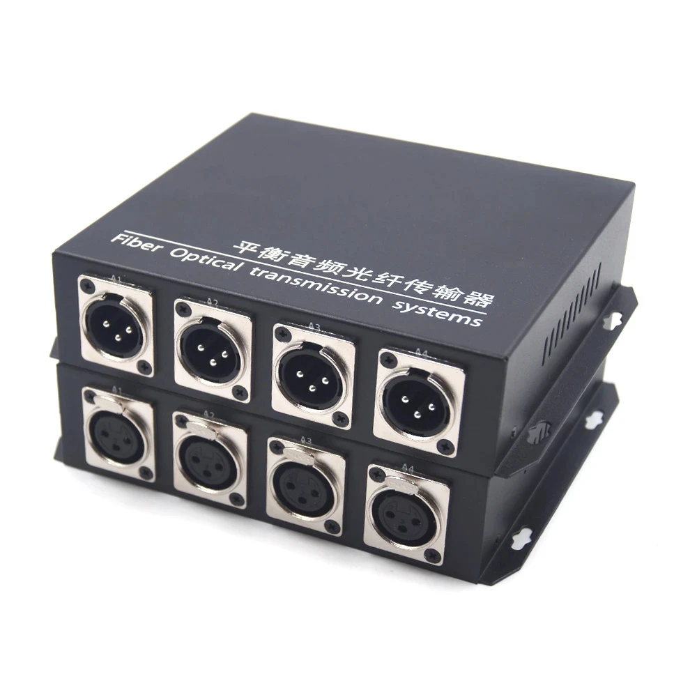 

4 Channels XLR Balanced Audio Fiber optic Media Converter Extenders, balanced Audio over Optical Fiber Transmitter and Receiver
