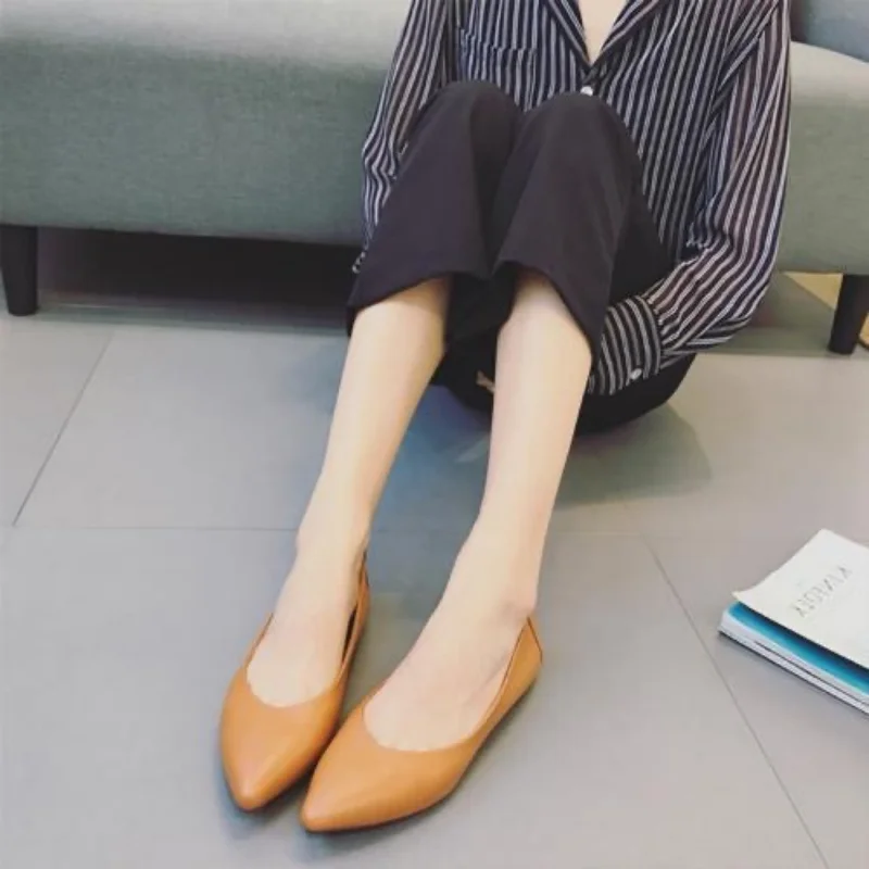 

Shoes for Women 2023 Autumn PU Leather Women's Flat Shoes Comfort Shallow Office Shoes Fashion Pointed Toe Ladies Single Shoes
