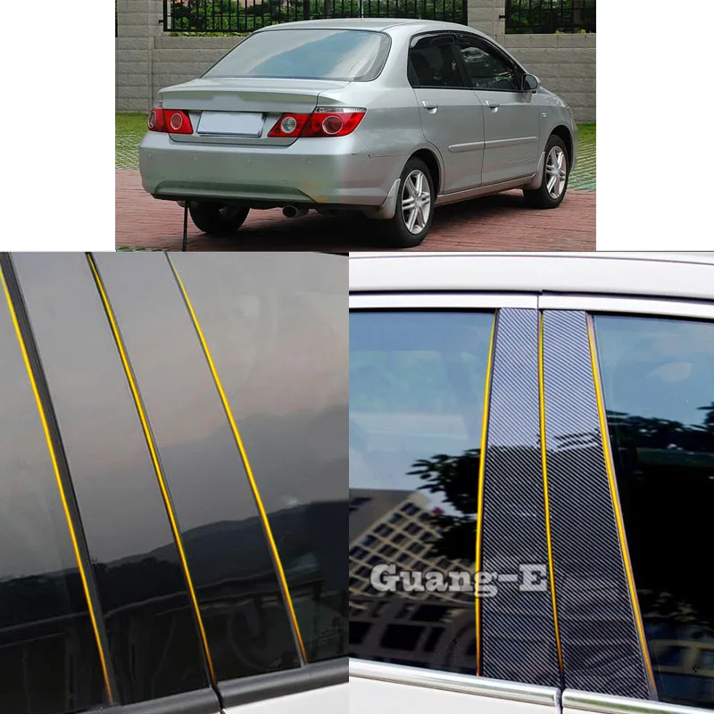 

Автомобильный Поликарбонат материал столб Крышка дверь отделка окна молдинговая наклейка пластина аксессуары 4 шт. для Honda CITY 2006 2007 2008